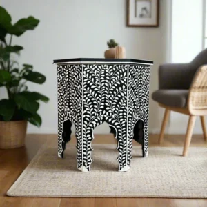bone inlay round side table