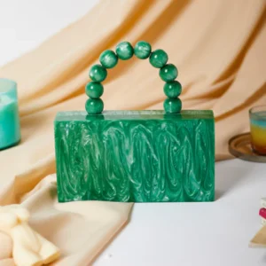 pearl green handmade resin designer clutch bag