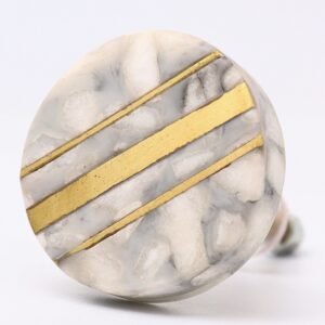 grey round brass marble stone cabinet knobs