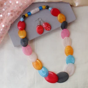 multicoloured resin necklace