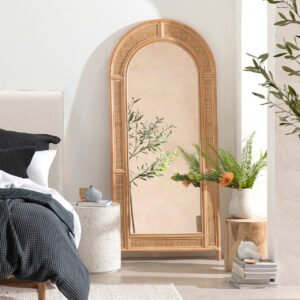 otto rattan arch floor mirror