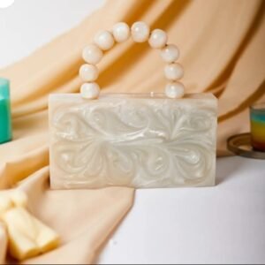 pearl white ( base) handmade resin designer clutch bag