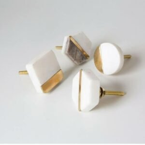 grey round brass marble stone cabinet knobs